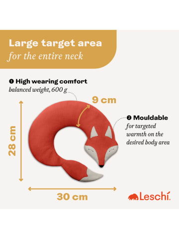 Leschi Bio-Körnerkissen "Fuchs Noah" in Rot - (L)50 x (B)4 x (H)10 cm