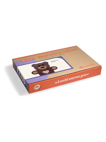 Leschi Bio-Körnerkissen "Bär Teddy" in Lila - (L)40 x (B)4 x (H)14 cm