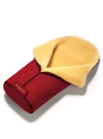 Hofbrucker Lammfell-Fußsack "Iglu" in Rot - (L)95 x (B)34 cm