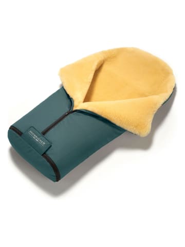 Hofbrucker Lammfell-Fußsack "Iglu" in Petrol - (L)95 x (B)34 cm