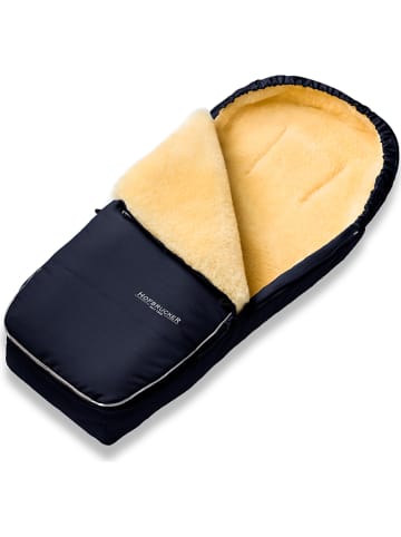 Hofbrucker Lammfell-Fußsack "Alaska" in Dunkelblau - (L)95 x (B)35 cm