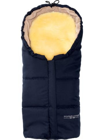 Hofbrucker Lammfell-Fußsack "Leni" in Dunkelblau - (L)80 x (B)35 cm