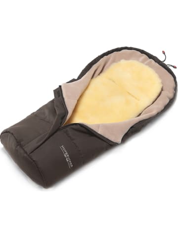 Hofbrucker Lammfell-Fußsack "Leni" in Braun - (L)80 x (B)35 cm