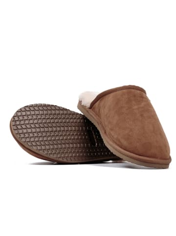 Hofbrucker Leder-Hausschuhe "Kopenhagen" in Braun