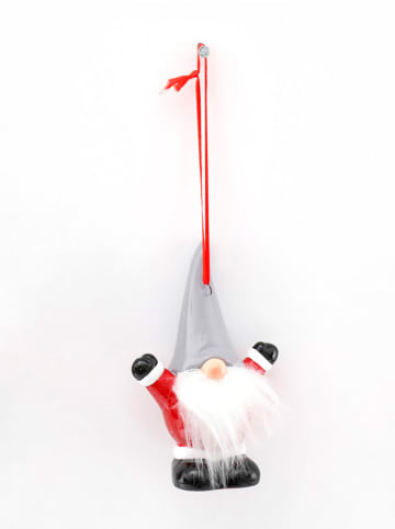 SiL Interiors Dekoanhänger ''Hanging Santa'' in Rot/ Weiß/ Grau - (B)5,4 x (H)10 x (T)4 cm