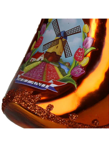 Kersten Kerstboomversiering "Wooden Shoe" oranje - (H)12 cm