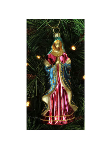 Kersten Kerstboomversiering "Madonna Glass" meerkleurig - (H)15 cm