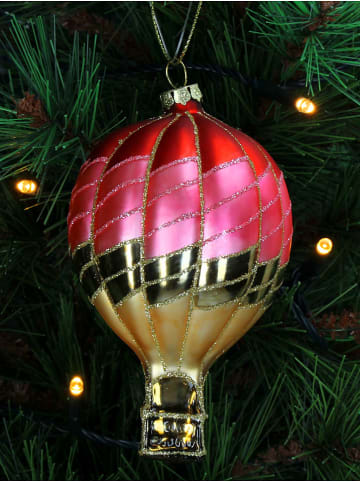 Kersten Ozdoba choinkowa "Hot Air Balloon" w kolorze różowym - wys. 11,5 cm