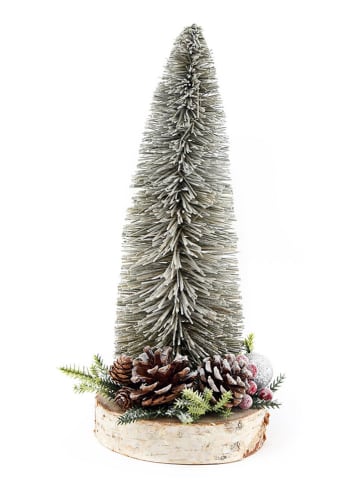 SiL Interiors Decoratief object "Christmas Tree" groen/wit - (H)31 x Ø 15 cm