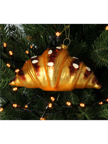 Kersten Kerstboomversiering "Almond Croissant" goudkleurig - (B)14 cm