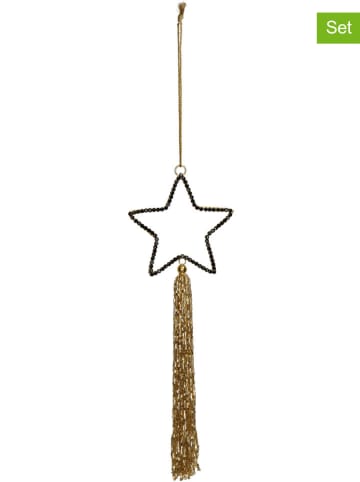 Kersten Zawieszki dekoracyjne (4 szt.) "Star" w kolorze czarno-złotym - 23 x 8 cm