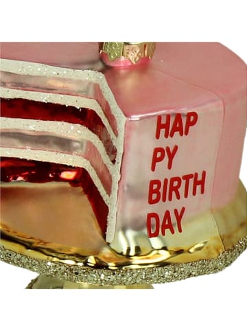 Kersten Kerstboomversiering "Happy Birthday" lichtroze - (H)7,6 cm