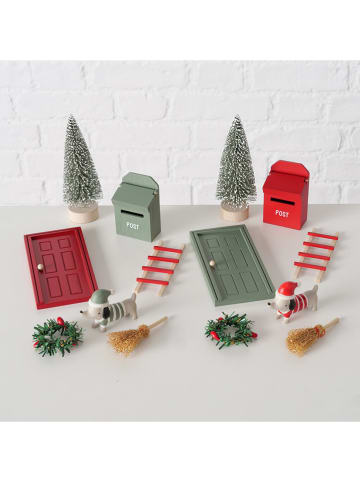 Boltze 2-delige set: decoratieve objecten "Barney" rood/groen - (B)6 x (H)13 cm