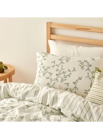 BELLA MAISON Bettwäsche-Set ''Lauren'' in Creme/ Grün - (L)220 x (B)200 cm