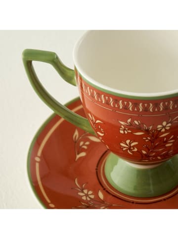 BELLA MAISON Filiżanki (2 szt.) w kolorze pomarańczowo-zielonym - 90 ml