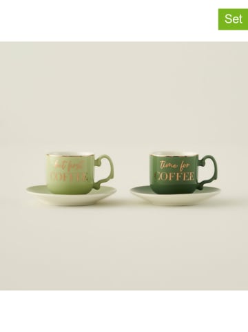BELLA MAISON 2-delige set: koffiekoppen groen - 90 ml