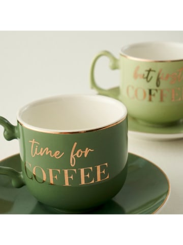 BELLA MAISON 2-delige set: koffiekoppen groen - 90 ml