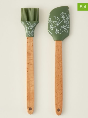 BELLA MAISON 2-częściowy zestaw "Floral" w kolorze jasnobrązowo-zielonym