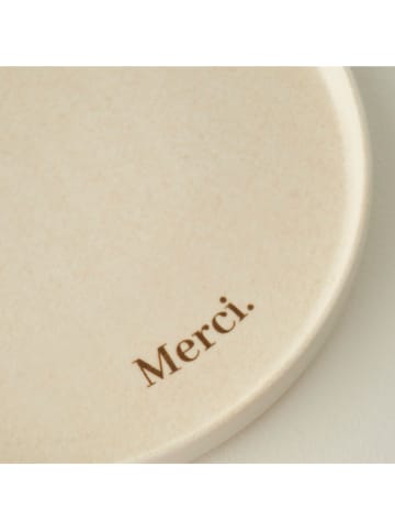BELLA MAISON Tablett ''Merci'' in Creme - Ø 25 cm