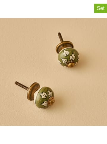 BELLA MAISON 2er-Set: Schrankgriffe ''Vera'' in Grün - (H)6,5 x Ø 3 cm