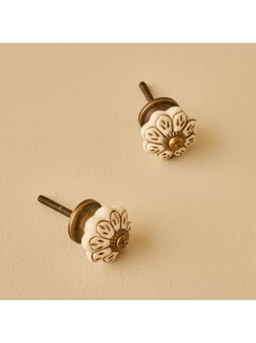 BELLA MAISON Gałki (2 szt.) "Dulcie" w kolorze kremowym do szafki - wys. 6,5 x Ø 3 cm