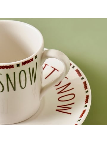 BELLA MAISON 2er-Set: Kaffeetassen "Jolly" in Creme/ Rot - Ø 7 cm