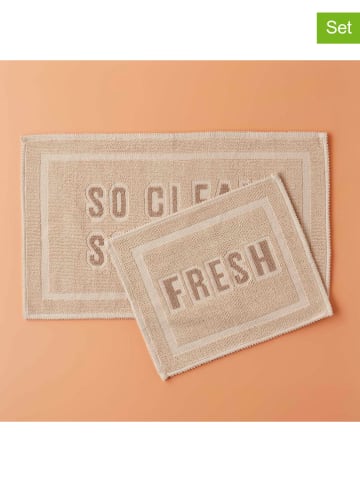 BELLA MAISON Dywaniki łazienkowe (2 szt.) "Clean&Fresh" w kolorze beżowym