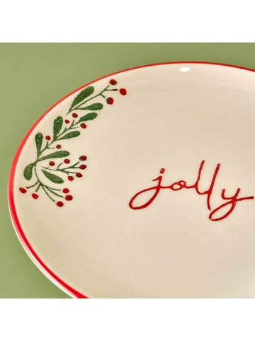 BELLA MAISON Ontbijtbord "Jolly" crème/rood - Ø 20 cm