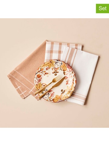 BELLA MAISON 3-delige set: theedoeken "Juno" beige - (L)65 x (B)45 cm