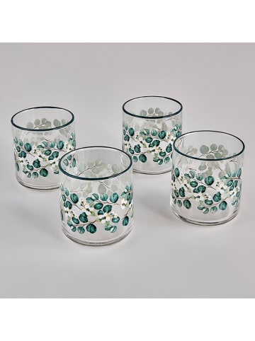 BELLA MAISON 4-delige set: glazen transparant/groen - 280 ml