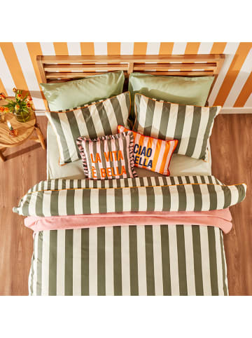 BELLA MAISON 4-delige beddengoedset "Line" wit/kaki