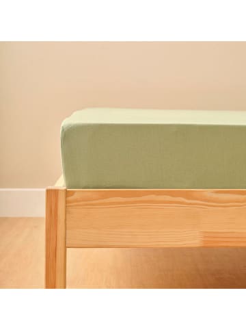 BELLA MAISON Satynowe prześcieradło "Basic" w kolorze jasnozielonym na gumce