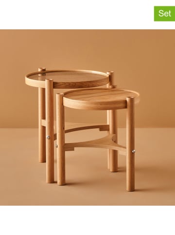 BELLA MAISON Set van twee tafels "Bloom" eikenhoutkleurig