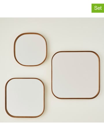 BELLA MAISON 3er-Set: Wandspiegel "Square" in Walnuss