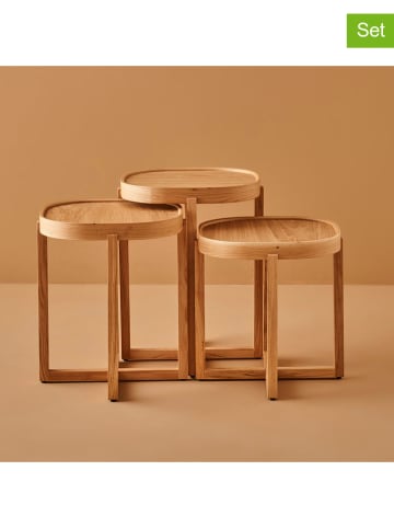 BELLA MAISON Set van drie bijzettafels "Stella" eikenhoutkleurig