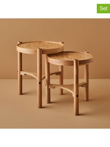 BELLA MAISON Set van twee tafels "Bloom" eikenhoutkleurig