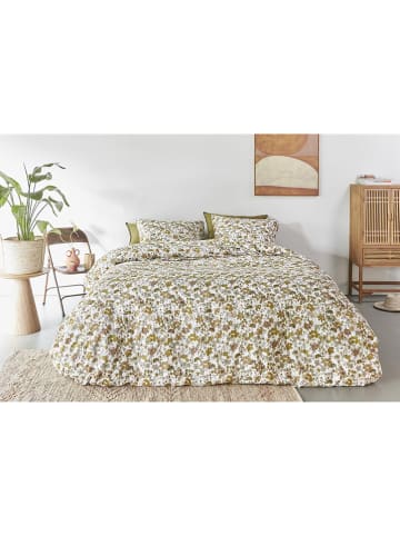 Beddinghouse Seersucker beddengoedset "Tess" wit/mosterdgeel