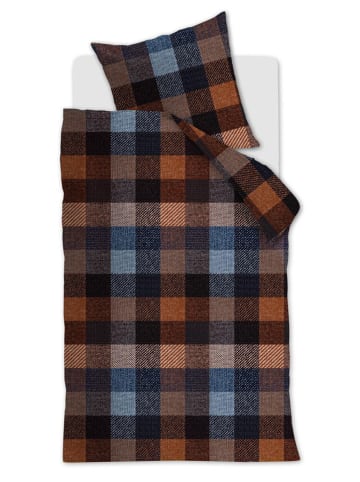 Beddinghouse Flanell-Bettwäsche-Set "Beckett" in Blau/ Orange