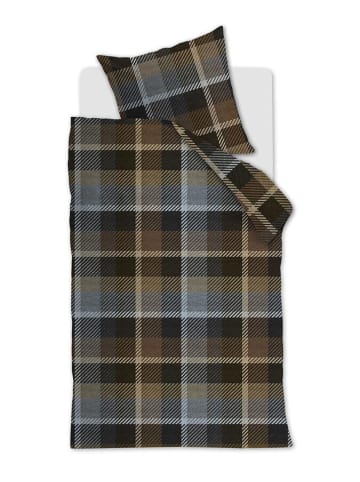 Beddinghouse Flanell-Bettwäsche-Set "Brett" in Grau/ Khaki