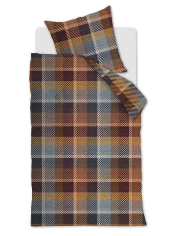 Beddinghouse Flanellen beddengoedset "Brett" oranje/grijs