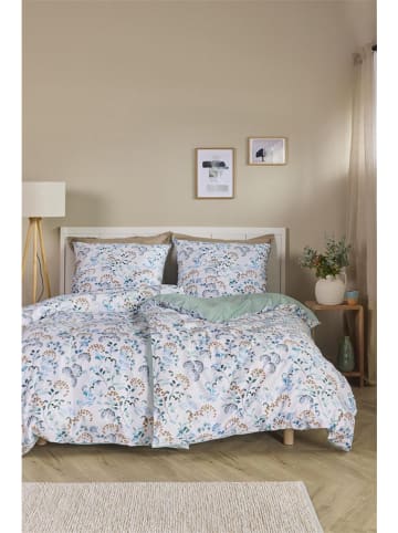 Beddinghouse Satin-Bettwäsche-Set "Hedwig" in Weiß/ Hellblau