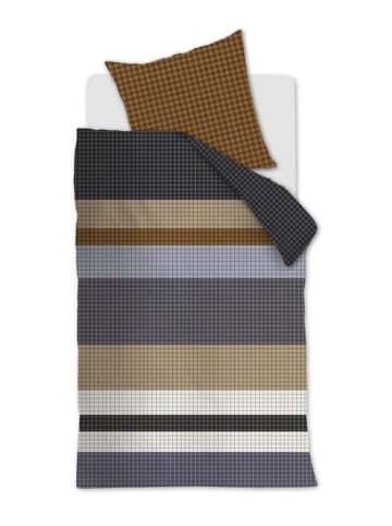 Beddinghouse Flanellen beddengoedset "Juno" grijs/beige/lichtbruin