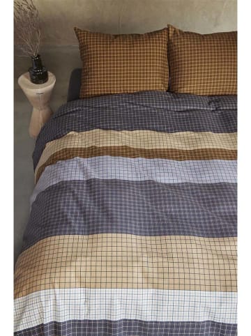 Beddinghouse Komplet pościeli flanelowej "Juno" w kolorze szaro-beżowo-jasnobrązowym