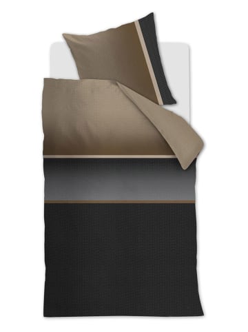 Beddinghouse Komplet pościeli satynowej "Kian" w kolorze granatowo-beżowym