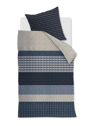 Beddinghouse Flanell-Bettwäsche ''Lance'' in Dunkelblau/ Beige