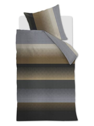 Beddinghouse Satin-Bettwäsche-Set "Luke" in Dunkelblau/ Hellbraun