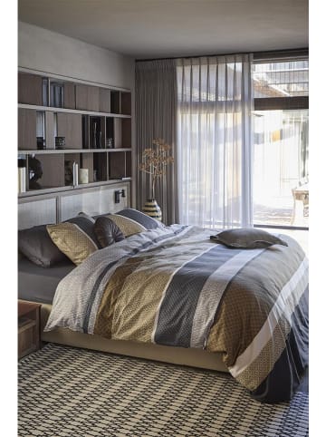 Beddinghouse Bettwäsche-Set "Marli" in Grau/ Dunkelblau/ Hellbraun