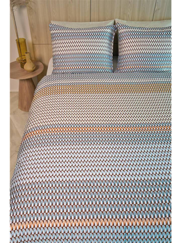 Beddinghouse Komplet pościeli satynowej "Rhythm" w kolorze błękitno-beżowym