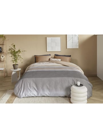 Beddinghouse Komplet pościeli satynowej "Theo" w kolorze beżowo-czarnym