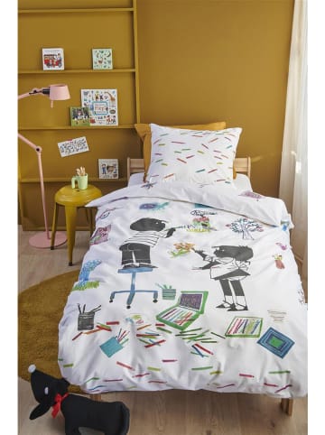 FIEP Komplet pościeli renforcé "Tekenen" w kolorze białym ze wzorem